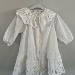 Zara Dress White Lace Trim 3T
